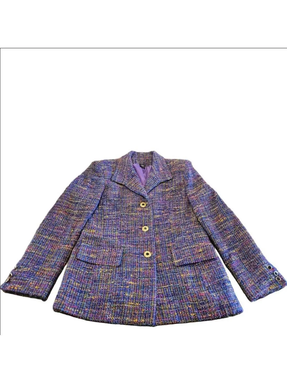 Women's Unbranded Purple Multicolor Tweed Blazer Jacket Size 10